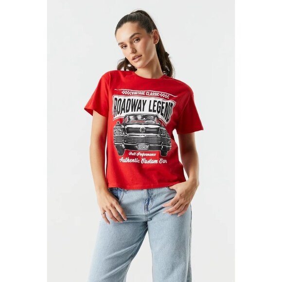 NWT STREETWEAR SOCIETY Roadway Legend Graphic Boyfriend T-Shirt Size M Color Red - Picture 1 of 7